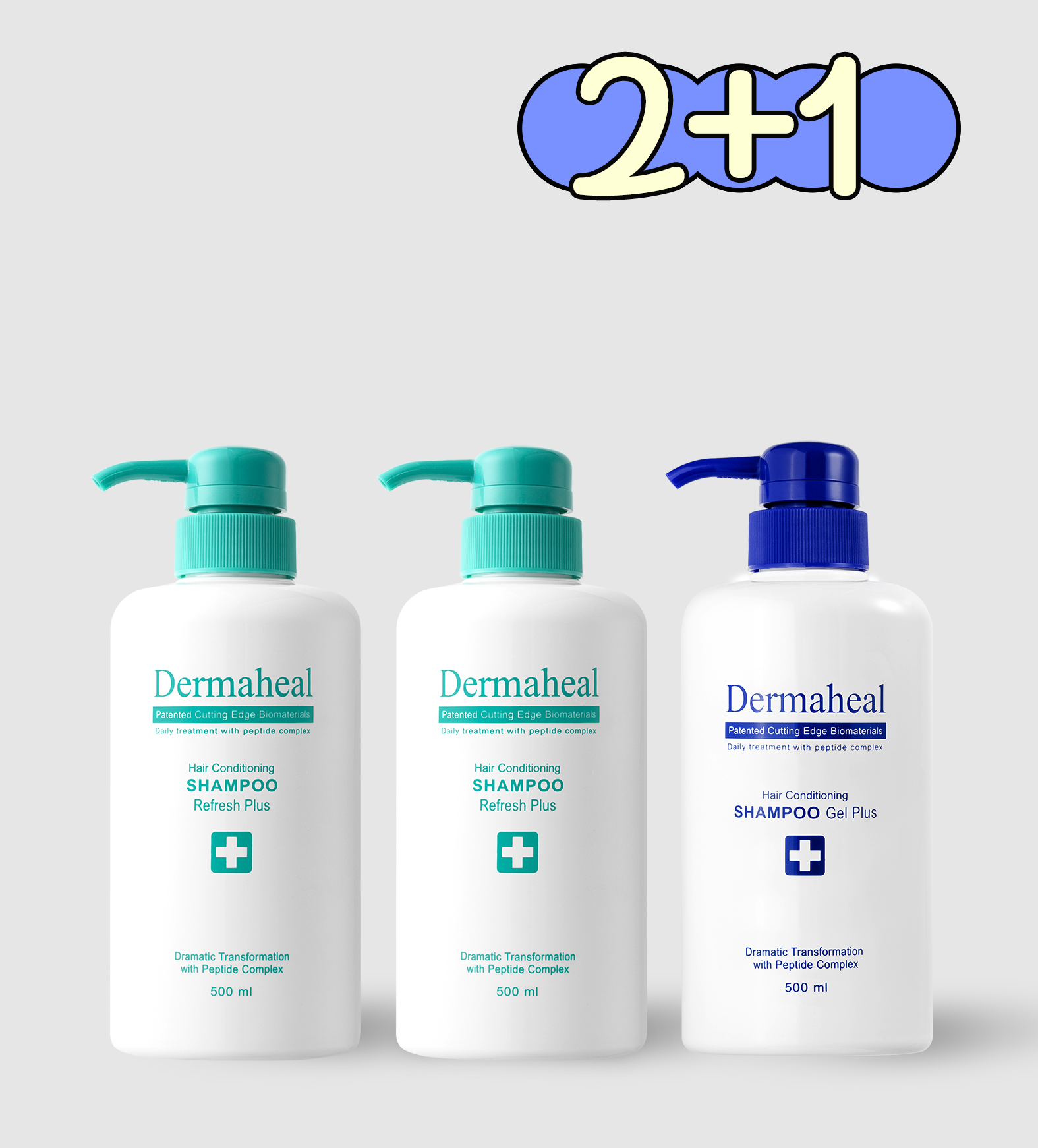 [2+1] 헤어 컨디셔닝 샴푸 리프레시 500ml (2) + 겔(1)