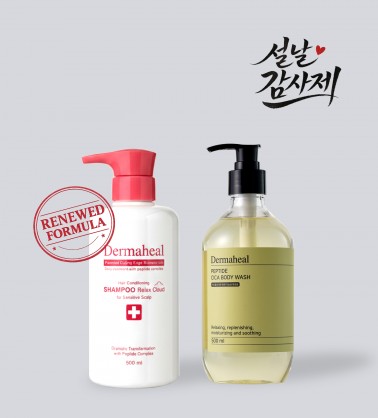 [리뉴얼] 헤어 컨디셔닝 샴푸 릴렉스 클라우드 500ml + 펩타이드 시카 바디워시 500ml