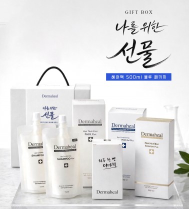 가정의달 선물세트 더마힐 헤어팩 500ml 블루 패키지